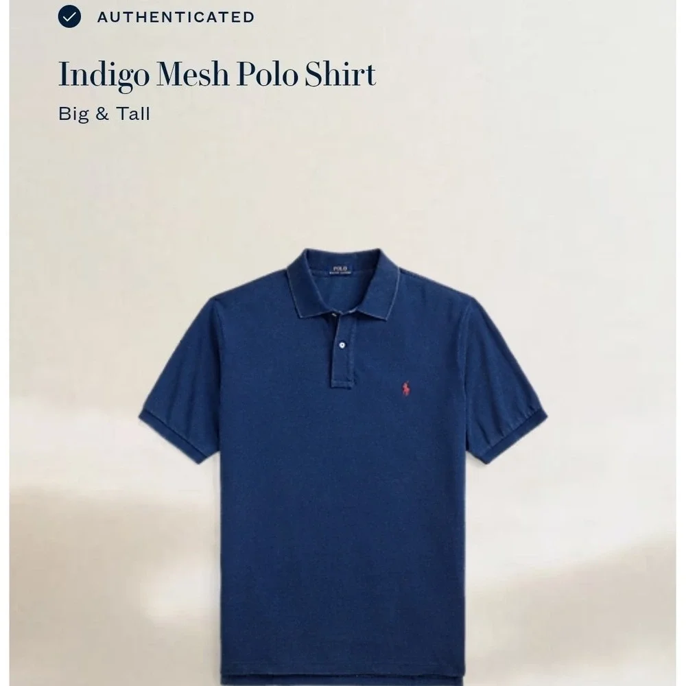Polo Ralph Lauren Indigo Mesh Polo Shirt Blue w/ Red Pony Men's Size 4XB NWT